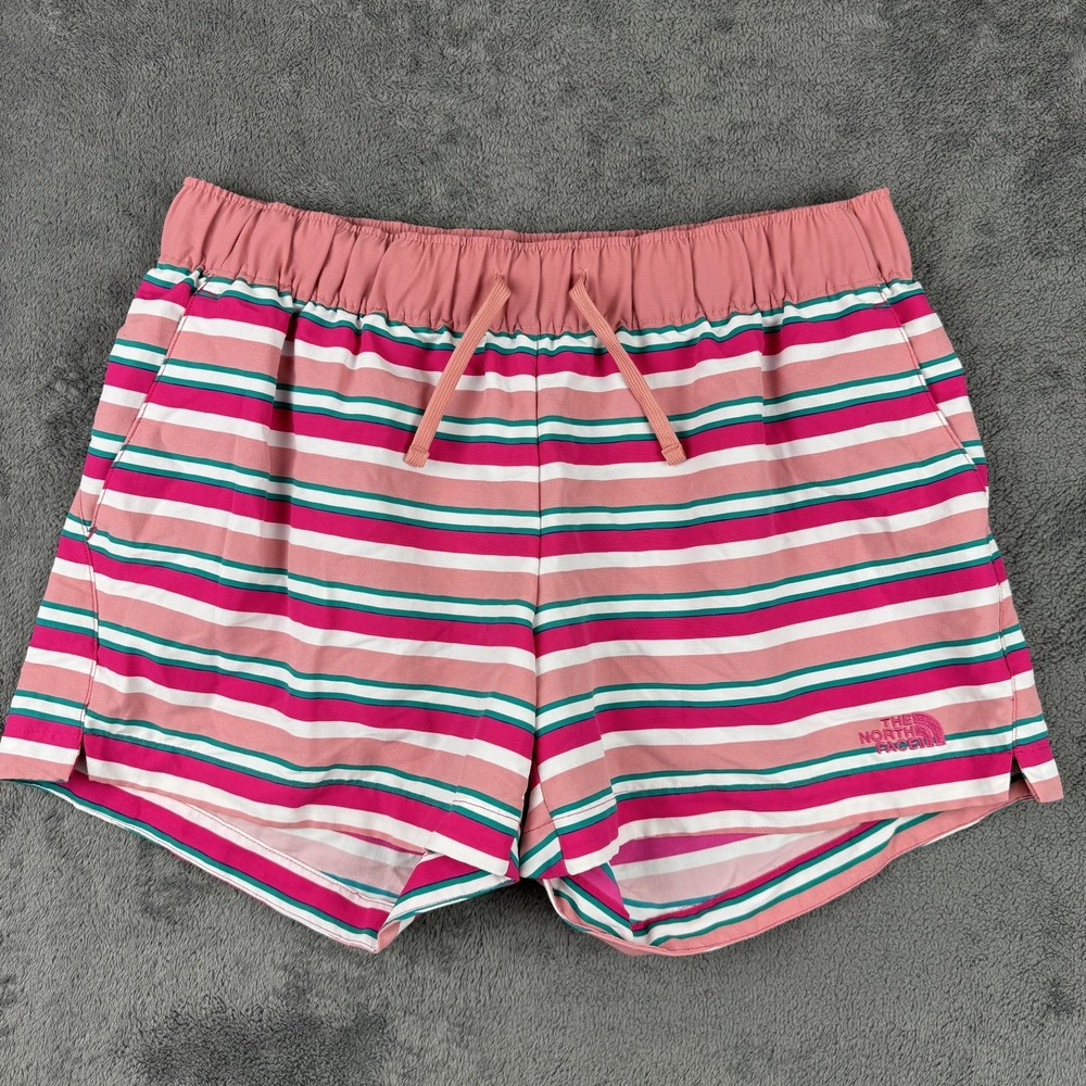 The North Face Shorts Womens Medium Pink Striped Flash Dry Athletic Hiking